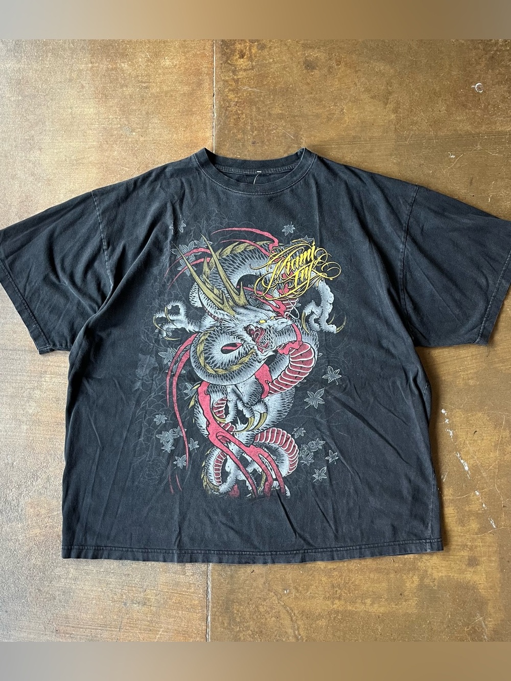 Miami Ink Vintage Y2K Dragon Print Grunge Flash Tattoo Tee 2XL Skater Ami James